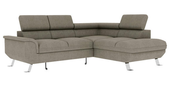 ECKSOFA Greige Struktur  - Greige/Silberfarben, KONVENTIONELL, Textil/Metall (268/207cm) - Carryhome