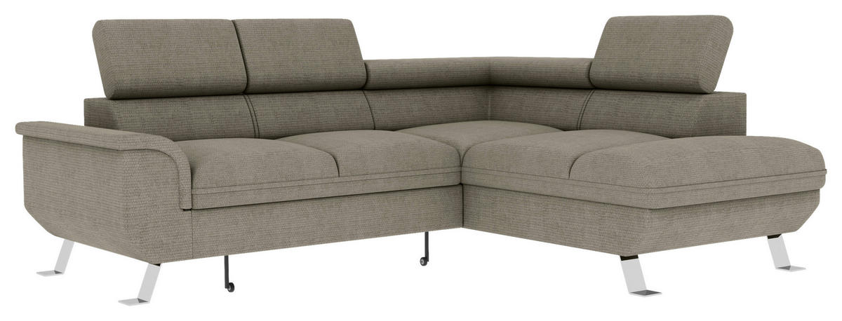 ECKSOFA in Struktur Greige  - Greige/Silberfarben, Konventionell, Textil/Metall (268/207cm) - MID.YOU