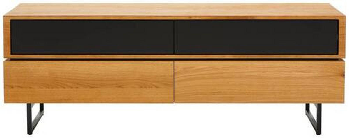 TV-BÄNK  i 160/58/40 cm  - svart/ekfärgad, Design, metall/trämaterial (160/58/40cm) - MID.YOU