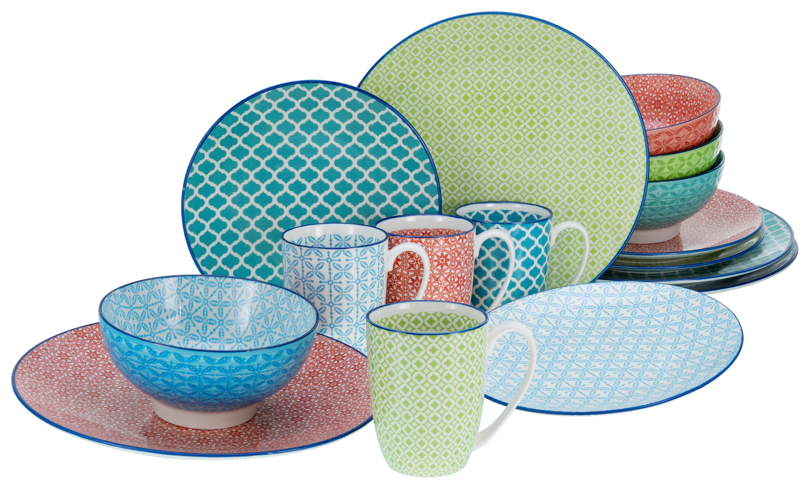 KOMBISERVICE Multicolor 16-teilig Mediterran II  - Multicolor, Keramik - Creatable