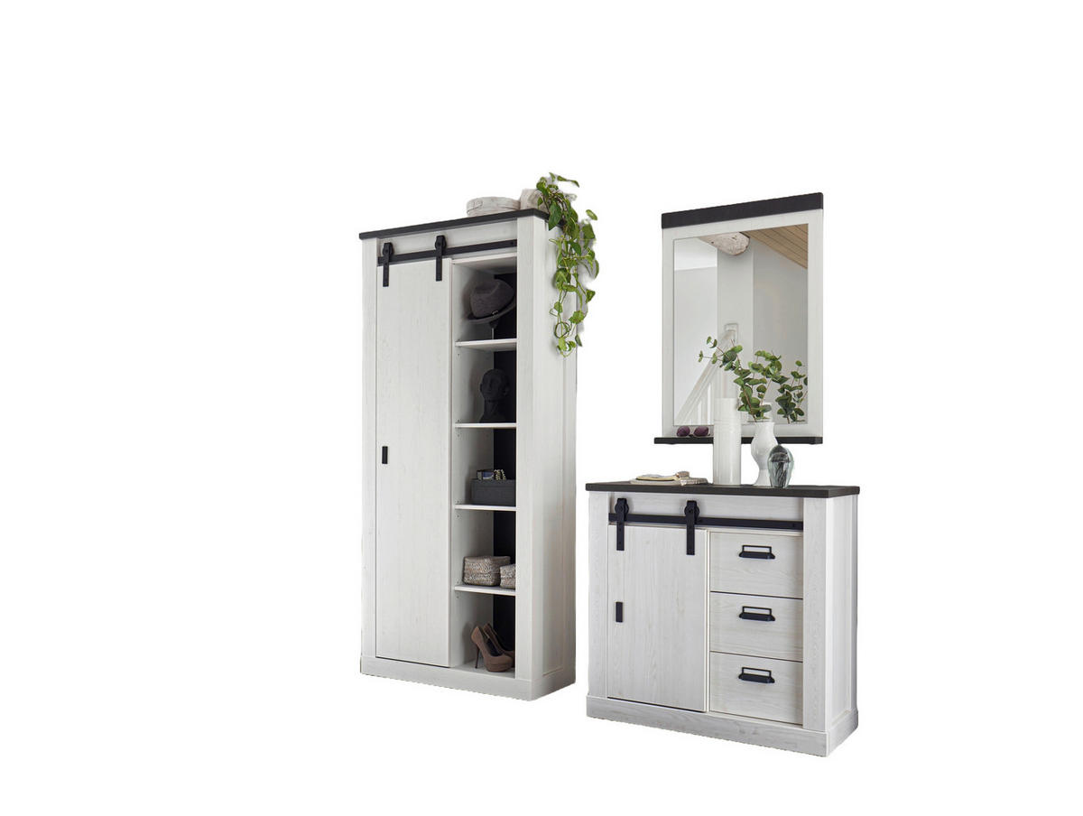 GARDEROBE 3-teilig  in 206/201/43 cm  - Anthrazit/Weiß, Design, Glas/Holzwerkstoff (206/201/43cm) - Modante