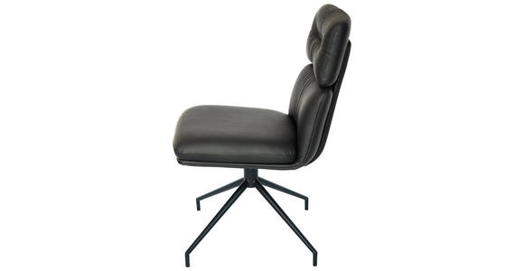 STUHL  in Eisen Echtleder pigmentiert Metall, Leder  - Schwarz, Design, Leder/Metall (50/92/64,5cm) - Dieter Knoll