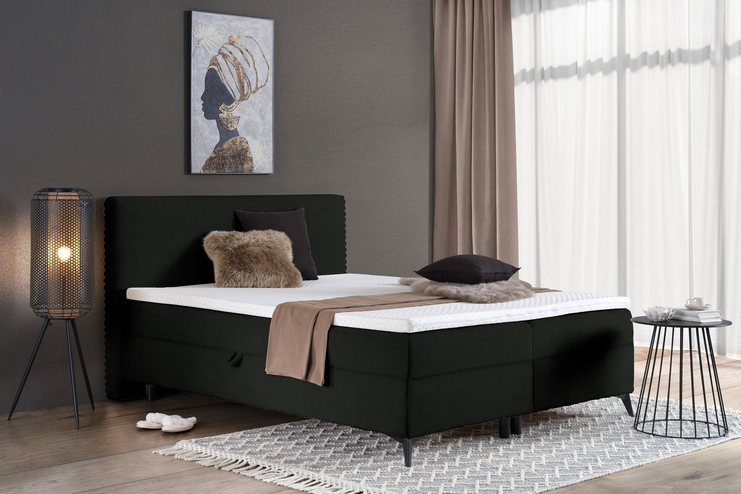BOXBETT 180/200 cm  in Schwarz  - Schwarz, Design, Holz/Holzwerkstoff (180/200cm) - Xora