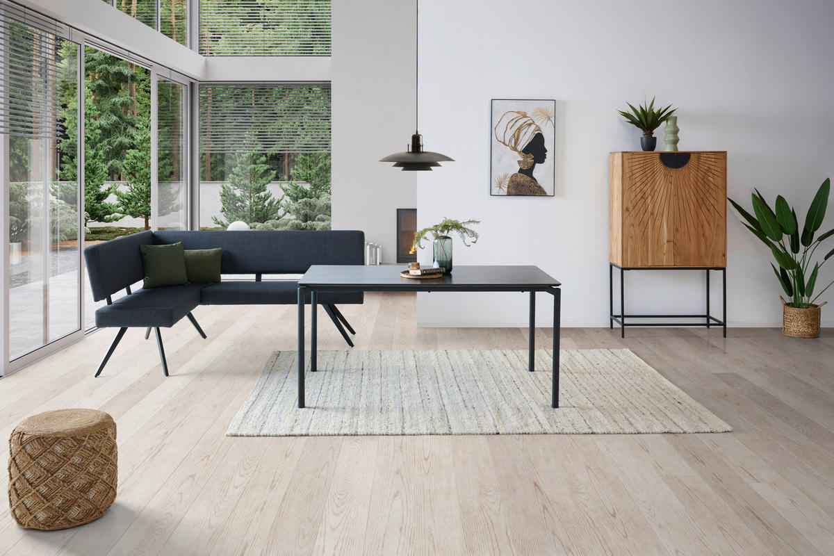 ECKBANK 150/190 cm Leinenoptik Dunkelgrau   - Dunkelgrau/Schwarz, KONVENTIONELL, Textil/Metall (150/190cm) - MID.YOU