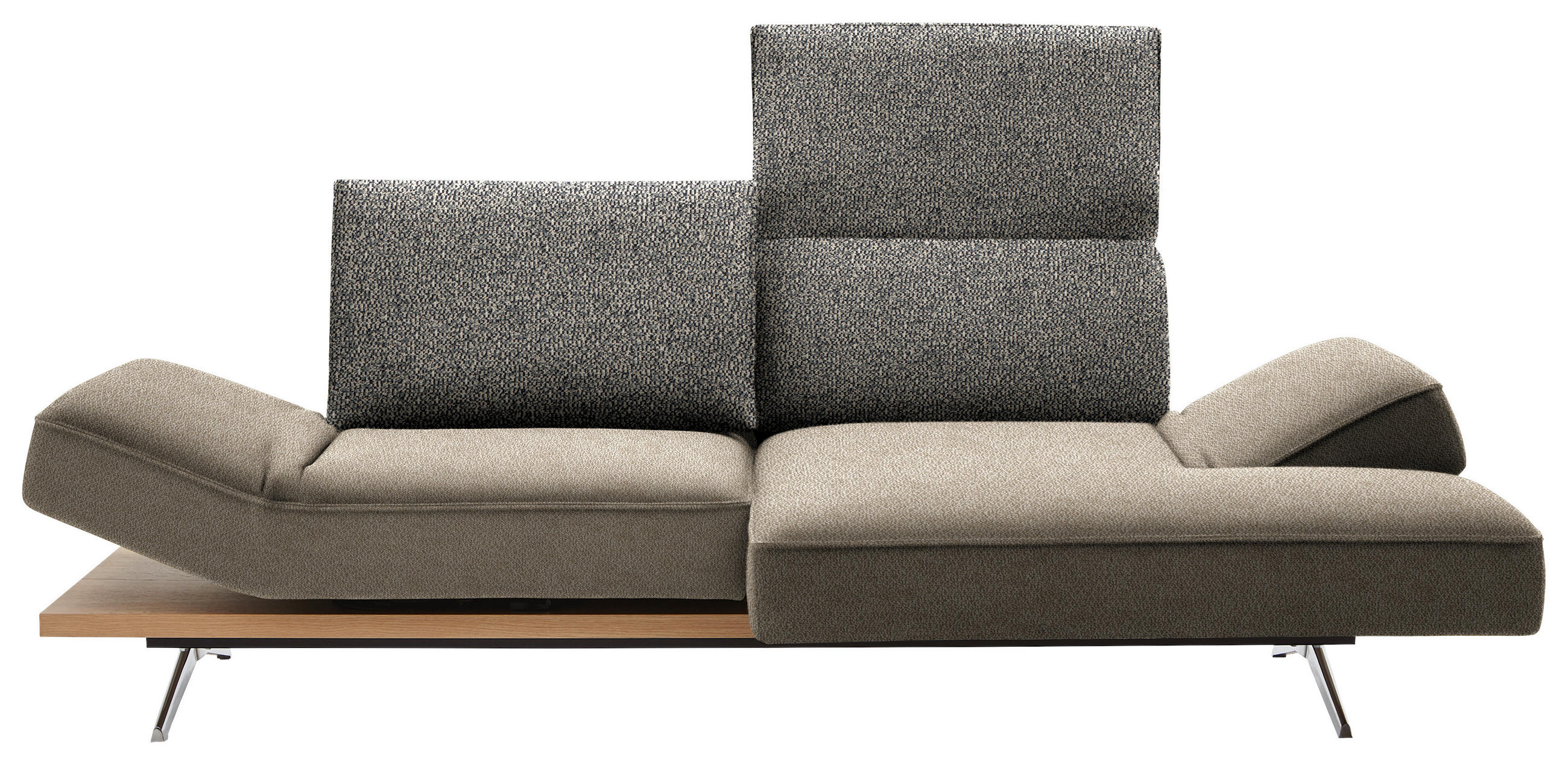 ECKSOFA in Flachgewebe Beige  240/132 cm  - Chromfarben/Beige, Design, Holz/Textil (240/132cm) - Koinor