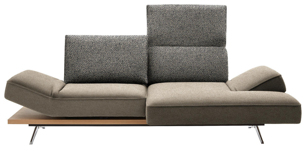 ECKSOFA in Flachgewebe Beige  - Chromfarben/Beige, Design, Holz/Textil (240/132cm) - Koinor