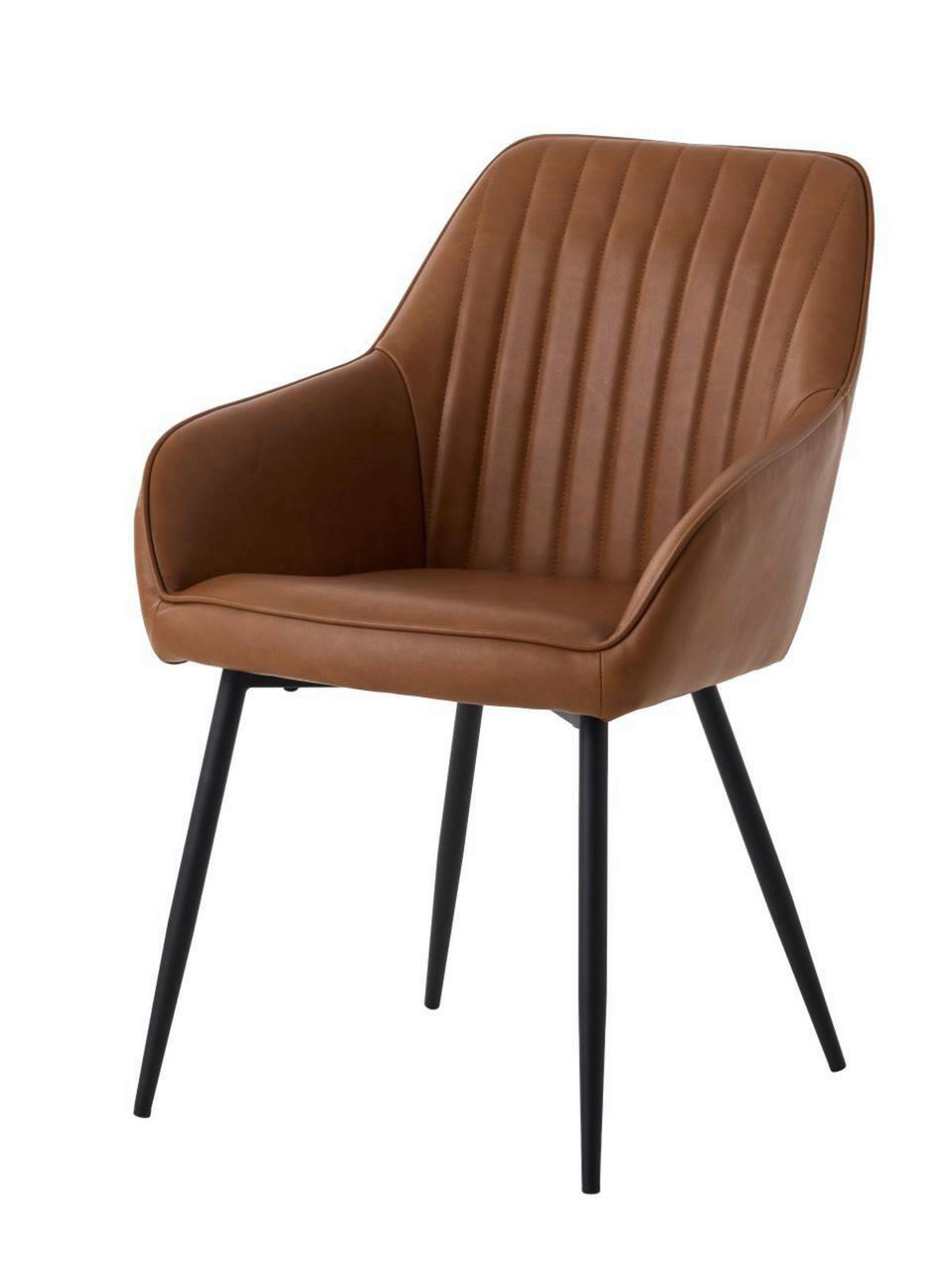 ARMLEHNSTUHL-SET 2 Stück  in Lederlook  - Cognac/Schwarz, MODERN, Textil/Metall (58/84/59,5cm) - Livetastic