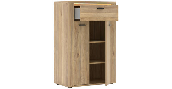 SCHUHSCHRANK 65/100/38 cm  - Eichefarben/Schwarz, KONVENTIONELL, Holzwerkstoff (65/100/38cm) - Xora