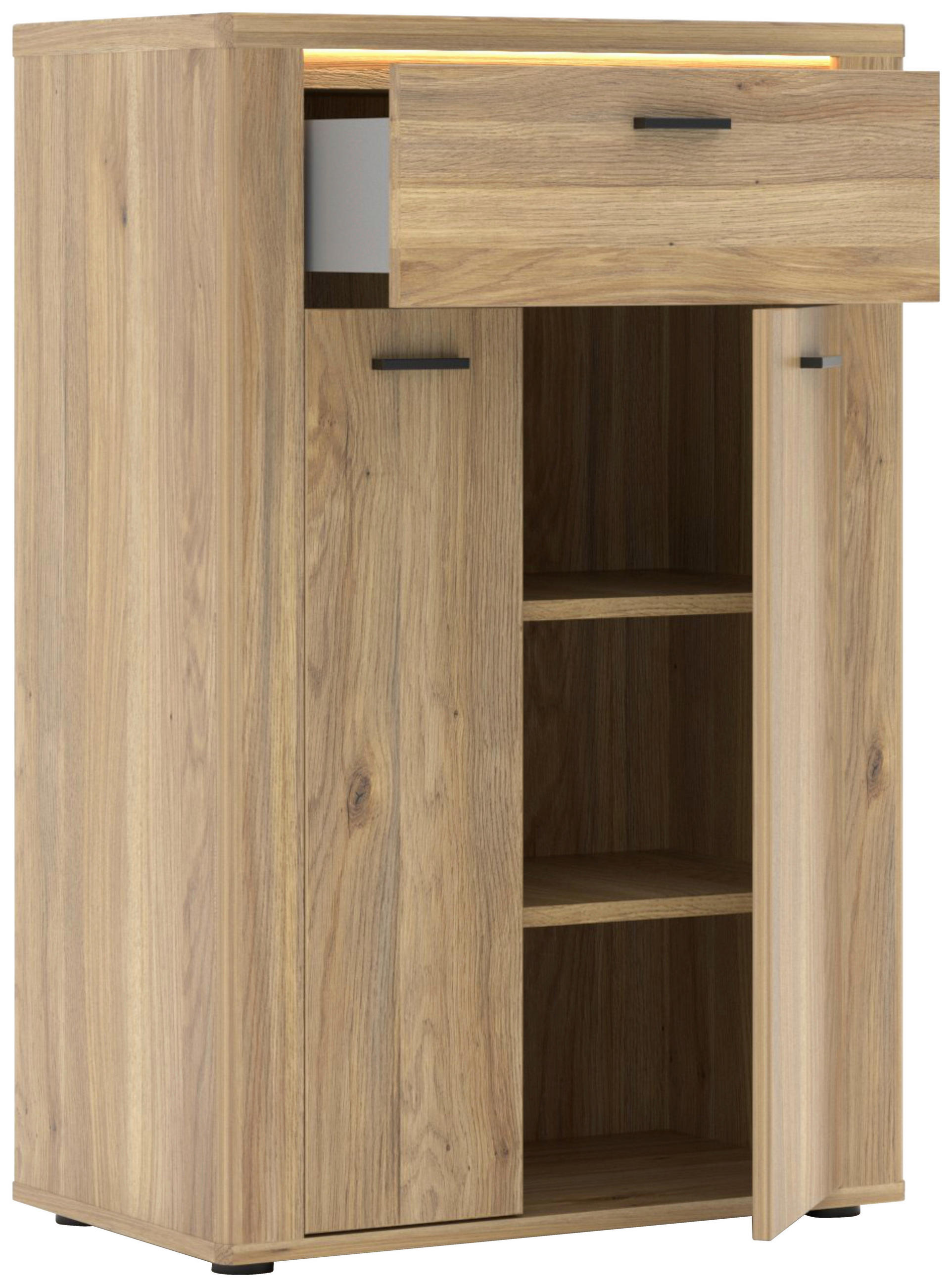 SCHUHSCHRANK in 65/100/38 cm - Eichefarben/Schwarz, Konventionell, Holzwerkstoff (65/100/38cm) - Xora