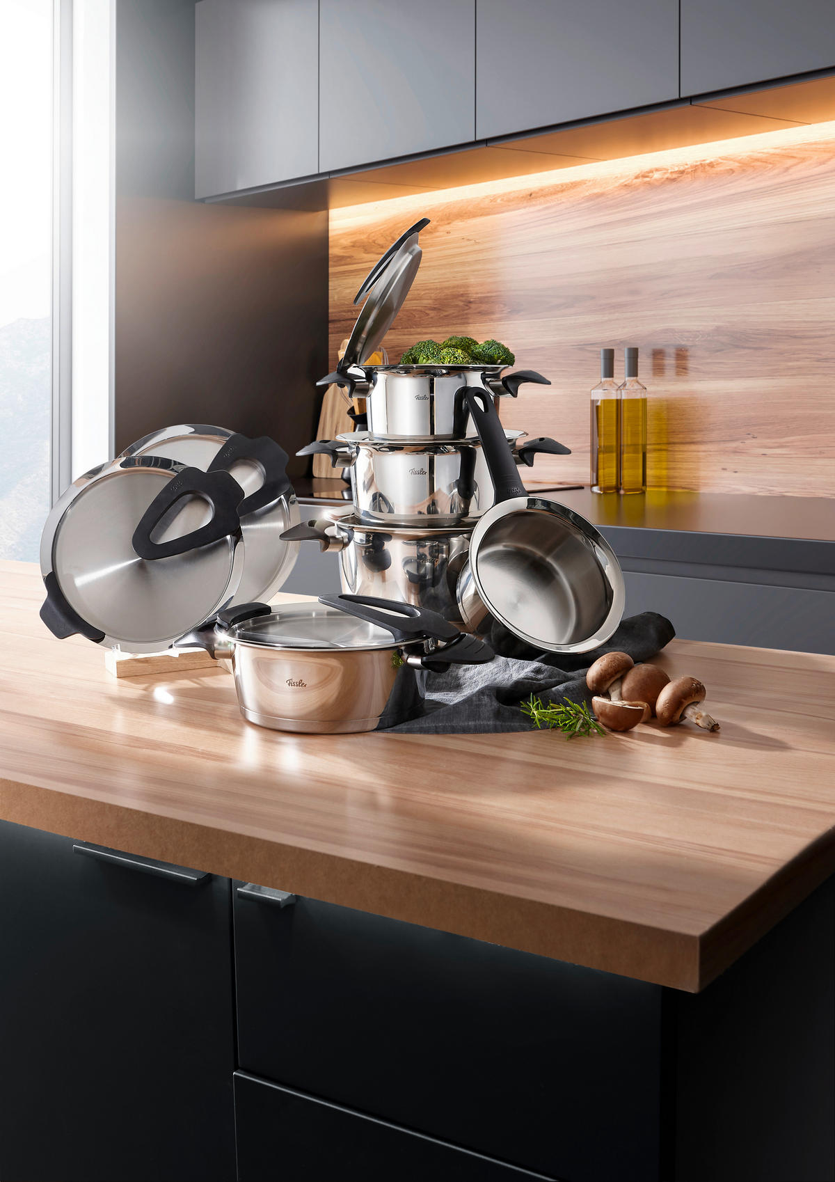 KOCHTOPFSET Intensa 5-teilig  - Silberfarben, Basics, Metall - Fissler