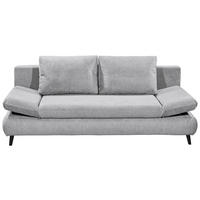 SCHLAFSOFA  mit Schlafen auf Sitzhöhe, Rücken echt Mikrofaser Hellgrau  - Hellgrau/Schwarz, KONVENTIONELL, Kunststoff/Textil (212/88/101cm) - MID.YOU