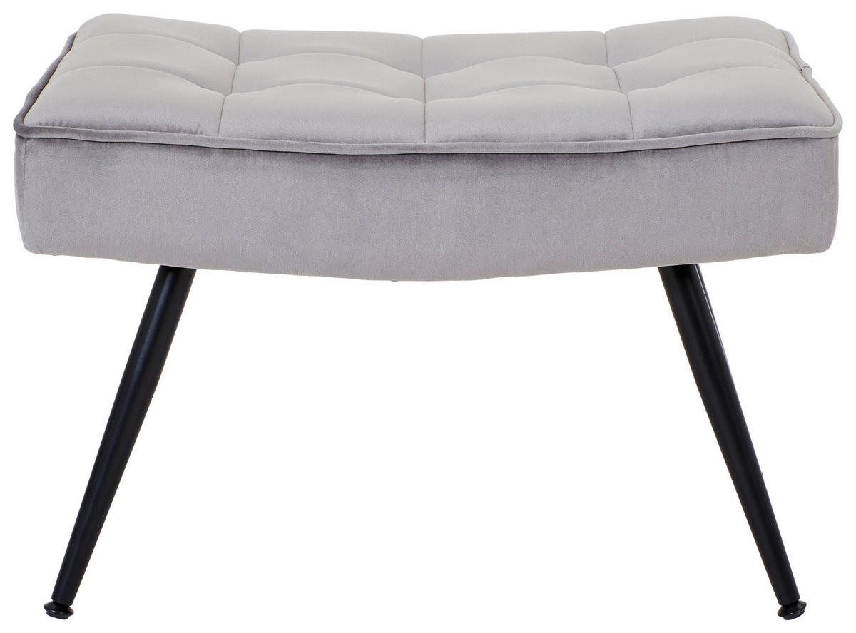 HOCKER Samt Grau, Schwarz  - Schwarz/Grau, Trend, Textil/Metall (60/40/40cm) - Xora