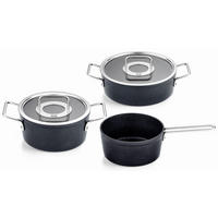 SADA HRNCOV, 3-dielne - čierna, Basics, kov/sklo - Fissler