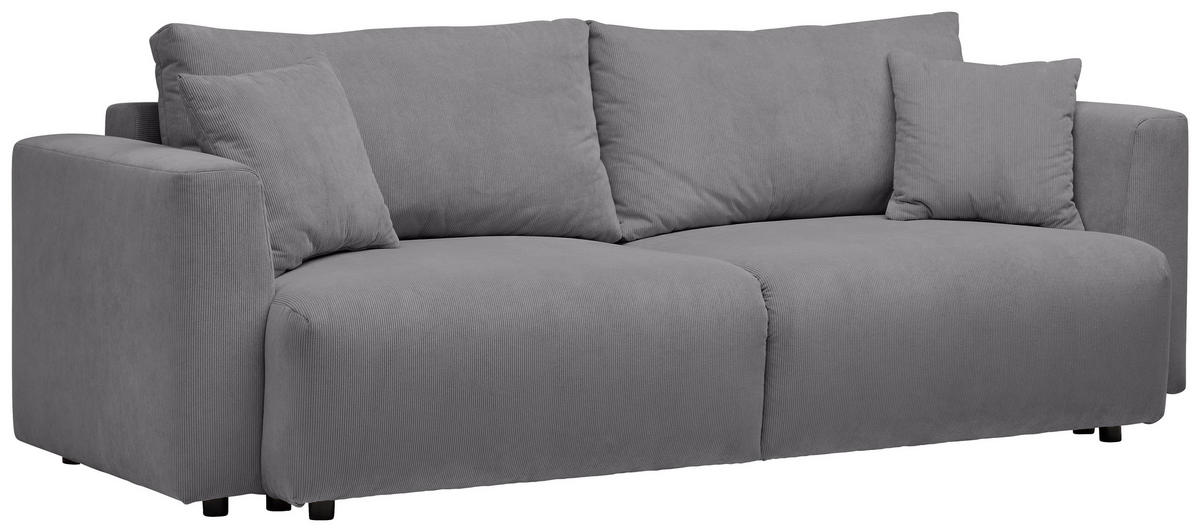 SCHLAFSOFA  mit Stoffauswahl, Schlafen auf Sitzhöhe, Rücken echt Cord Grau  - Schwarz/Grau, Design, Kunststoff/Textil (250/92/105cm) - Carryhome