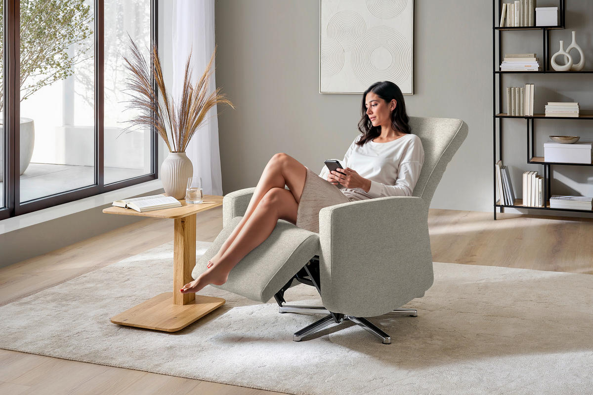 RELAXSESSEL Textil Hellgrau  - Hellgrau/Alufarben, Design, Textil/Metall (72/109/78cm) - Sedda