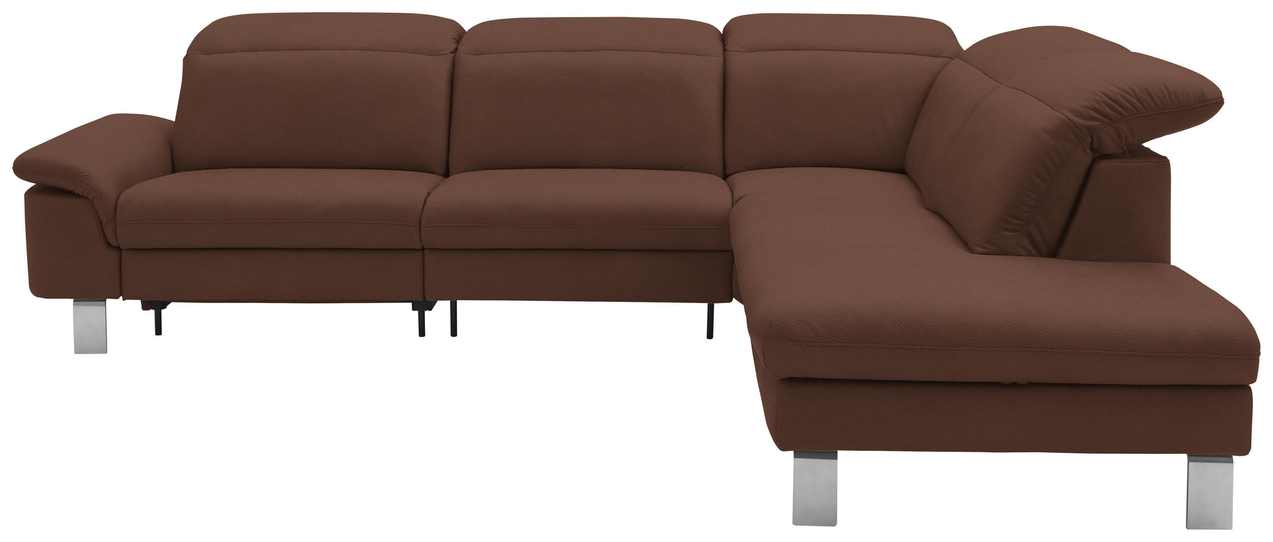 ECKSOFA  in Echtleder Braun  309/233 cm  - Edelstahlfarben/Braun, Design, Leder/Metall (309/233cm) - Dieter Knoll