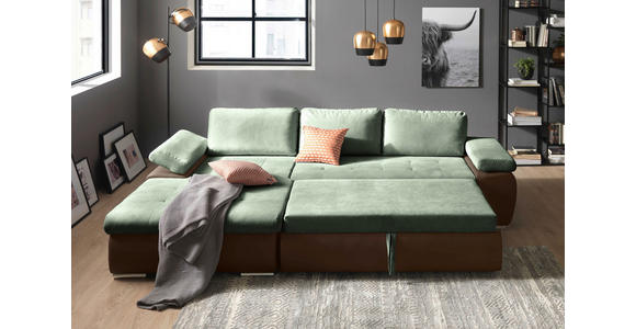 ECKSOFA in Flachgewebe Braun, Olivgrün 175/271 cm - Braun/Olivgrün, Design, Kunststoff/Textil (175/271cm) - Xora