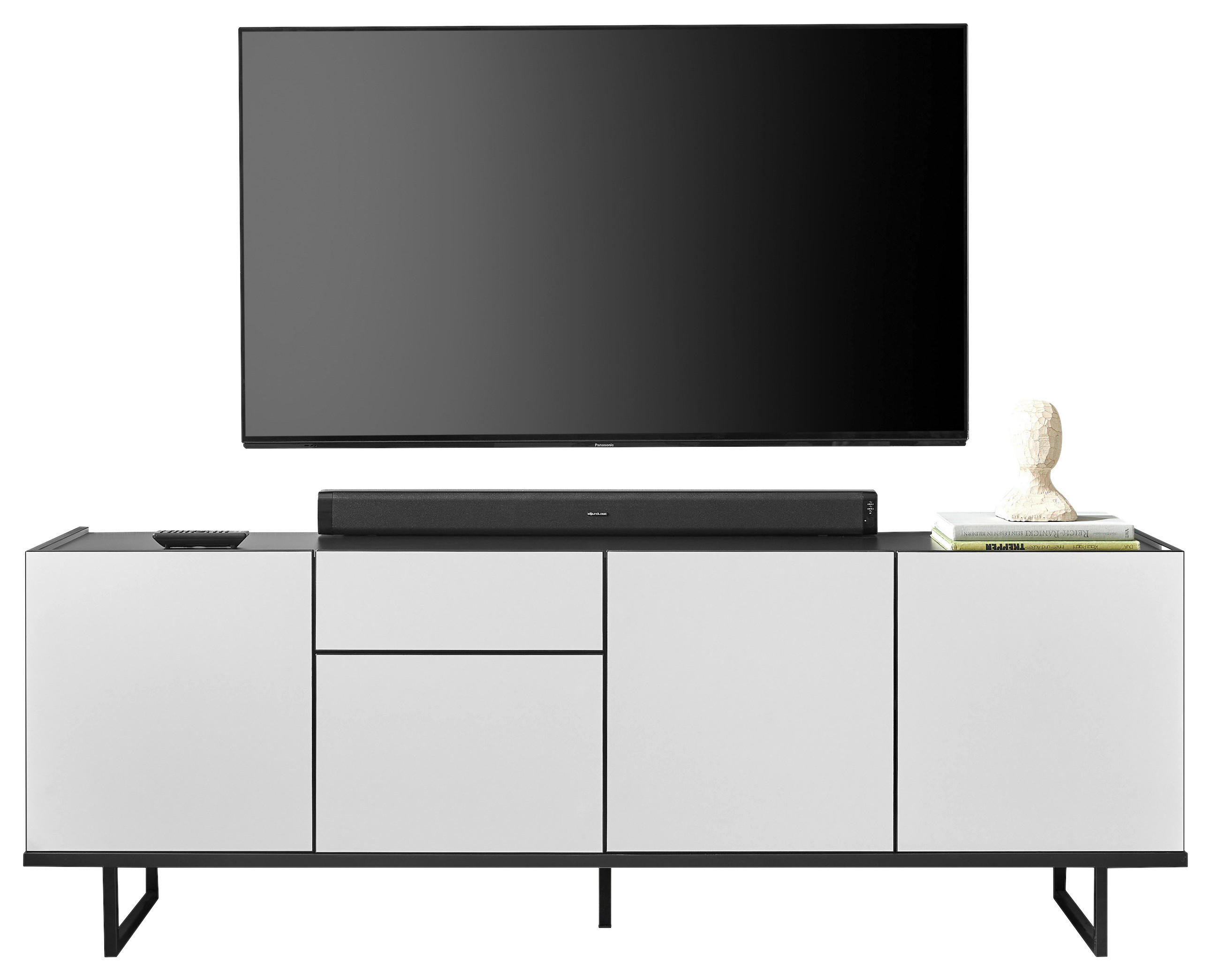 LOWBOARD  180/64/40 cm 1 Schublade(n) Typenauswahl, Beimöbel erhältlich, stehend  - Schwarz/Weiß, Design, Holzwerkstoff/Metall (180/64/40cm) - home24