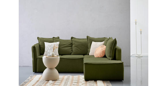 ECKSOFA  in Chenille Olivgrün  - Schwarz/Olivgrün, KONVENTIONELL, Kunststoff/Textil (233/193cm) - Carryhome