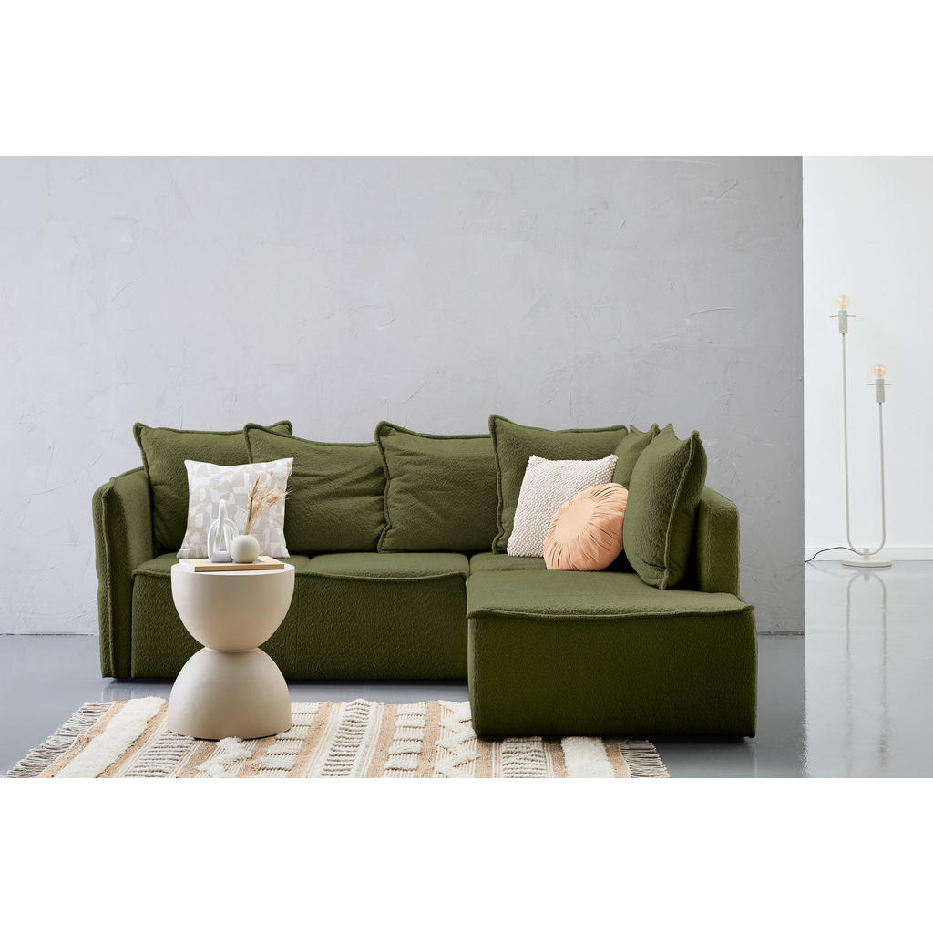 Thumbnail - Carryhome Ecksofa, Olivgrün, Textil, 3-Sitzer, Ottomane rechts, L-Form, 233x193 cm, Liegefunktion, seitenverkehrt erhält...
