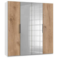 DREHTÜRENSCHRANK in Weiss, Eichefarben  - Chromfarben/Weiss, Modern, Holzwerkstoff (200/216/58cm) - MID.YOU