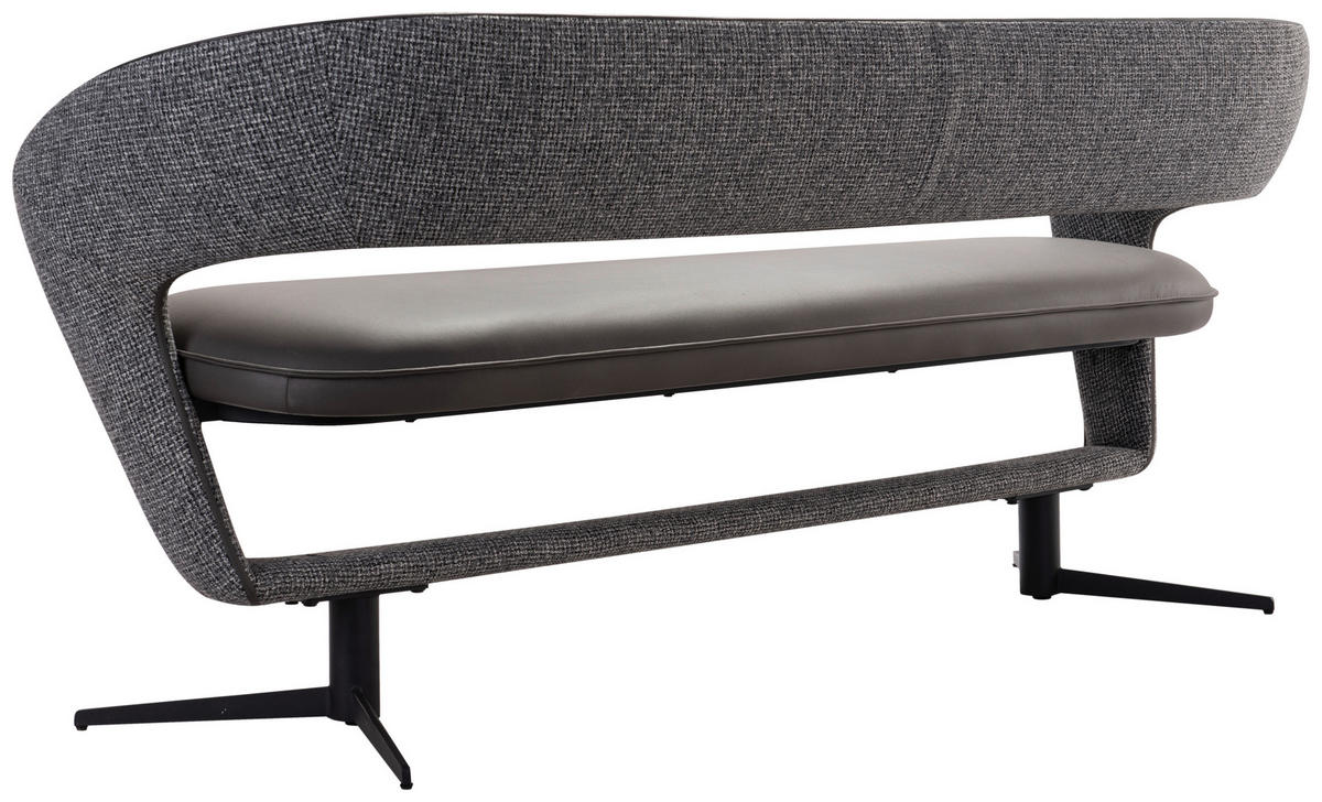 SITZBANK 182/83/62 cm  in Dunkelgrau  - Dunkelgrau/Schwarz, Design, Textil/Metall (182/83/62cm) - Moderano