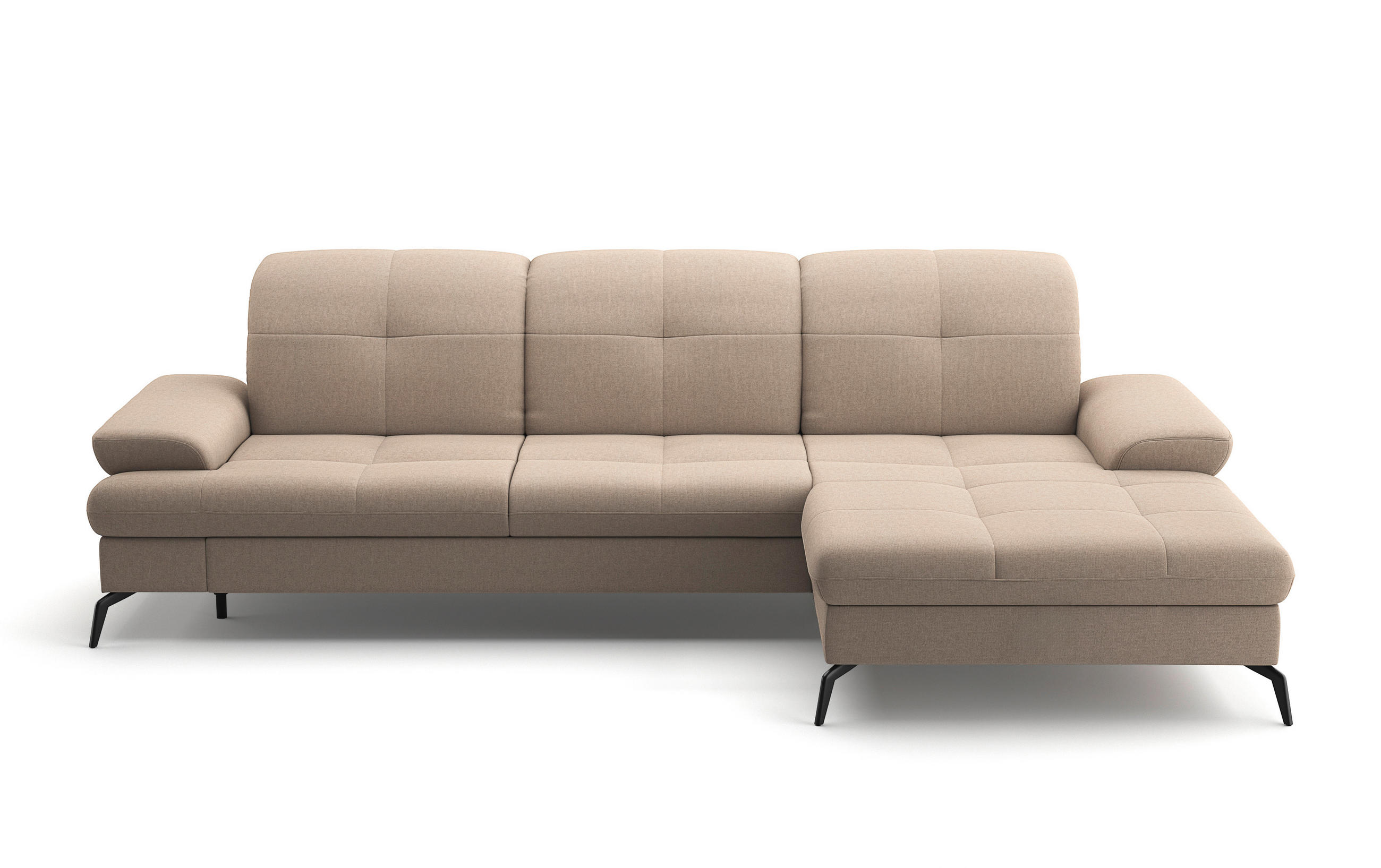 ECKSOFA in Flachgewebe Taupe  - Taupe/Schwarz, Konventionell, Textil/Metall (279/185cm) - Sit & More