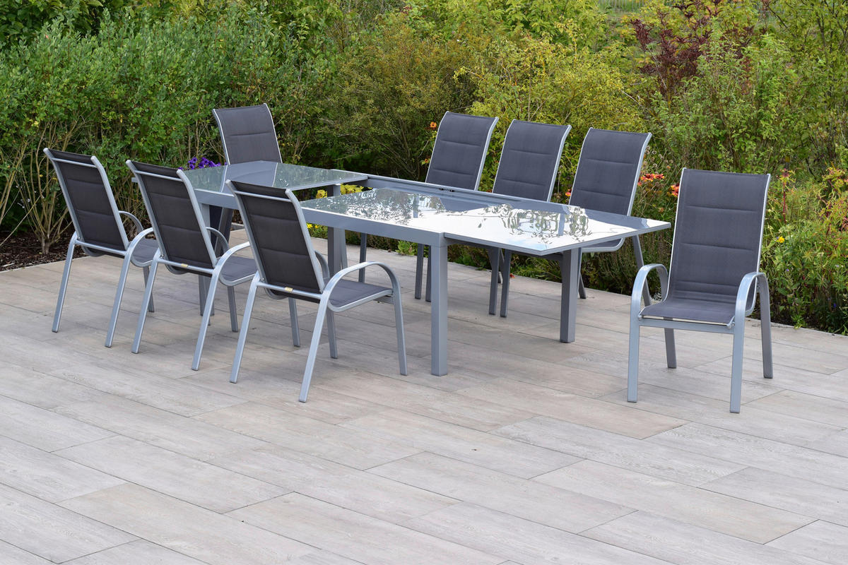 GARTENSET 9-teilig  - Anthrazit/Silberfarben, MODERN, Textil/Metall - Gardenson