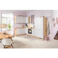 ECKKÜCHE 185/320 cm  in Eichefarben, Hellgrau  - Edelstahlfarben/Eichefarben, Basics, Holzwerkstoff/Metall (185/320cm) - Venda