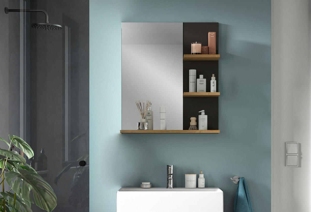 SPIEGEL 63/73/16 cm  - Dunkelgrau/Eiche Artisan, MODERN, Glas/Holzwerkstoff (63/73/16cm) - MID.YOU
