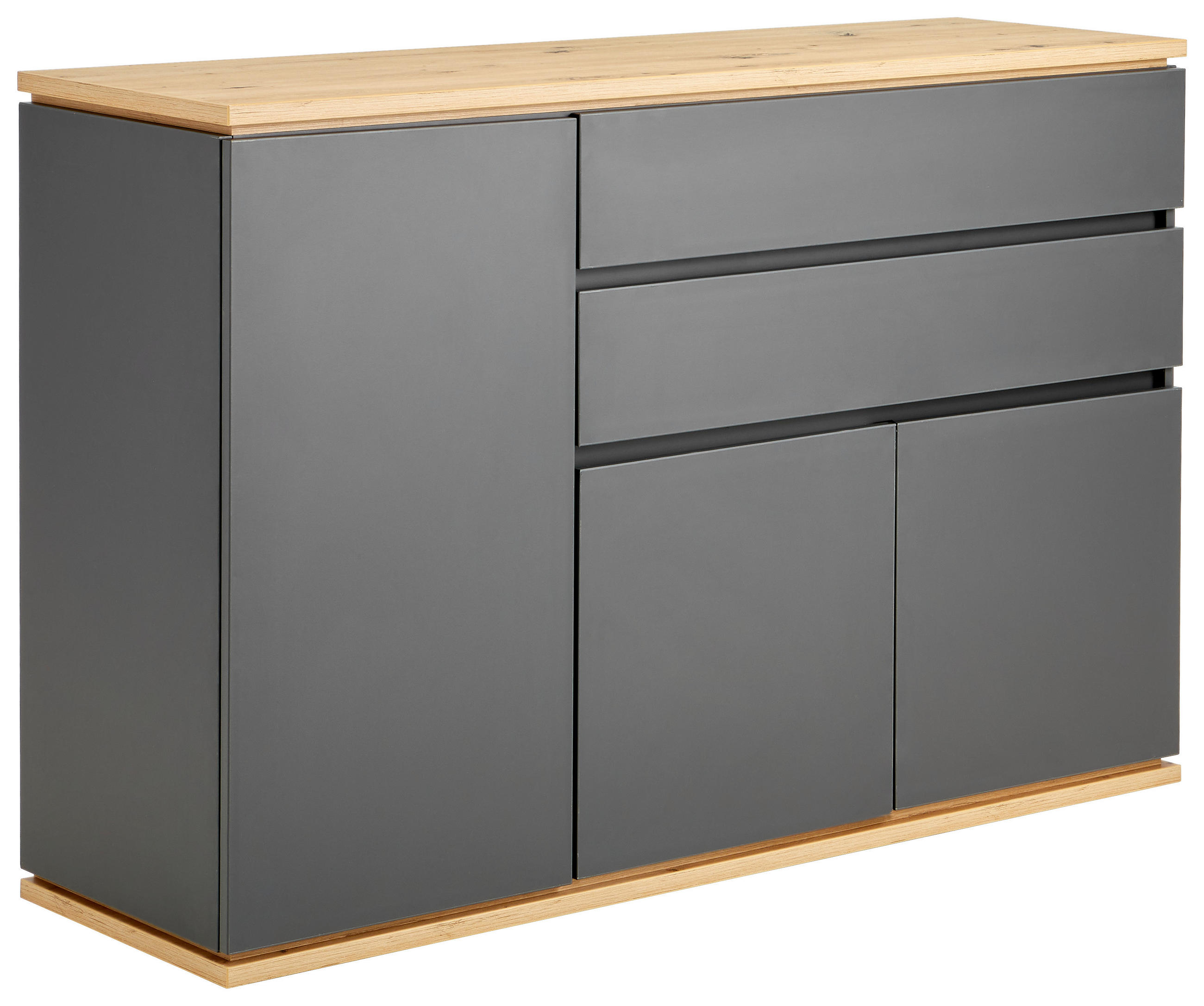 SIDEBOARD Graphitfarben, Eiche Artisan Einlegeböden  - Schwarz/Graphitfarben, MODERN, Holzwerkstoff/Kunststoff (139/93/42cm) - Xora