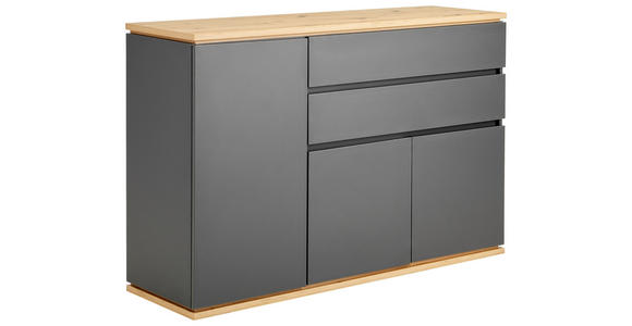 SIDEBOARD Graphitfarben, Eiche Artisan Einlegeböden  - Schwarz/Graphitfarben, MODERN, Holzwerkstoff/Kunststoff (139/93/42cm) - Xora