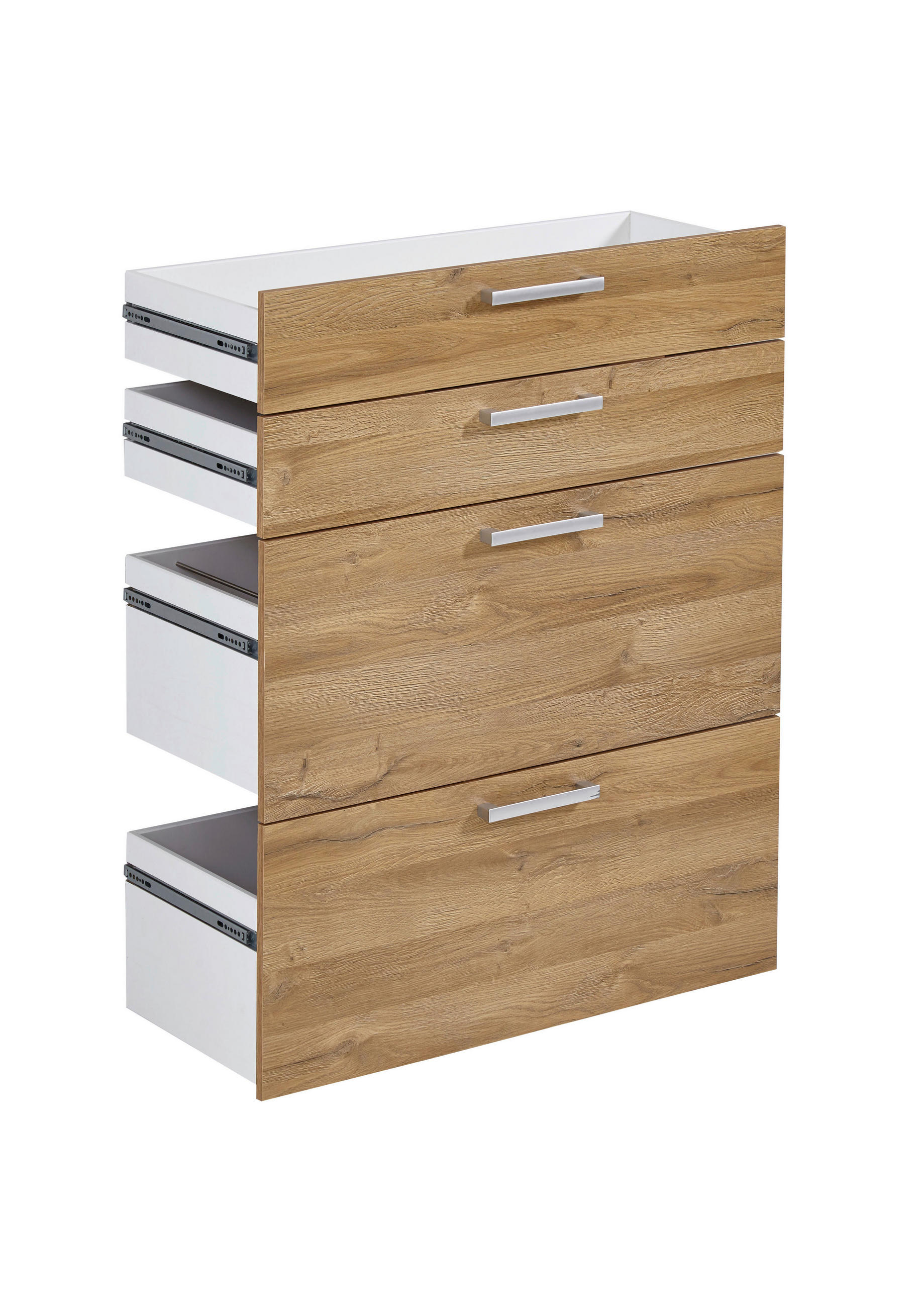SCHUBLADENSET - Chromfarben/Alteiche, MODERN, Holzwerkstoff/Kunststoff (84,0/106,0/34,5cm) - Carryhome