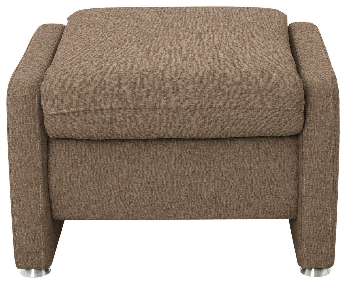 HOCKER Textil Hellbraun  - Hellbraun/Alufarben, Konventionell, Textil/Metall (67/44/58cm) - Beldomo Comfort