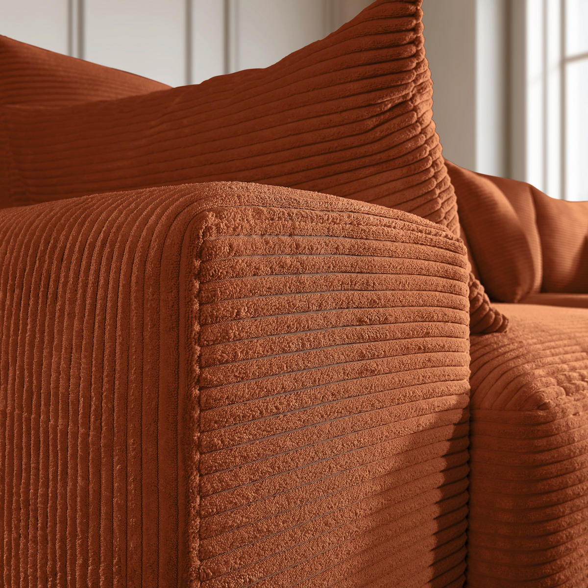 ECKSOFA in Cord Kupferfarben  - Schwarz/Kupferfarben, Design, Kunststoff/Textil (340/205cm) - Lomoco