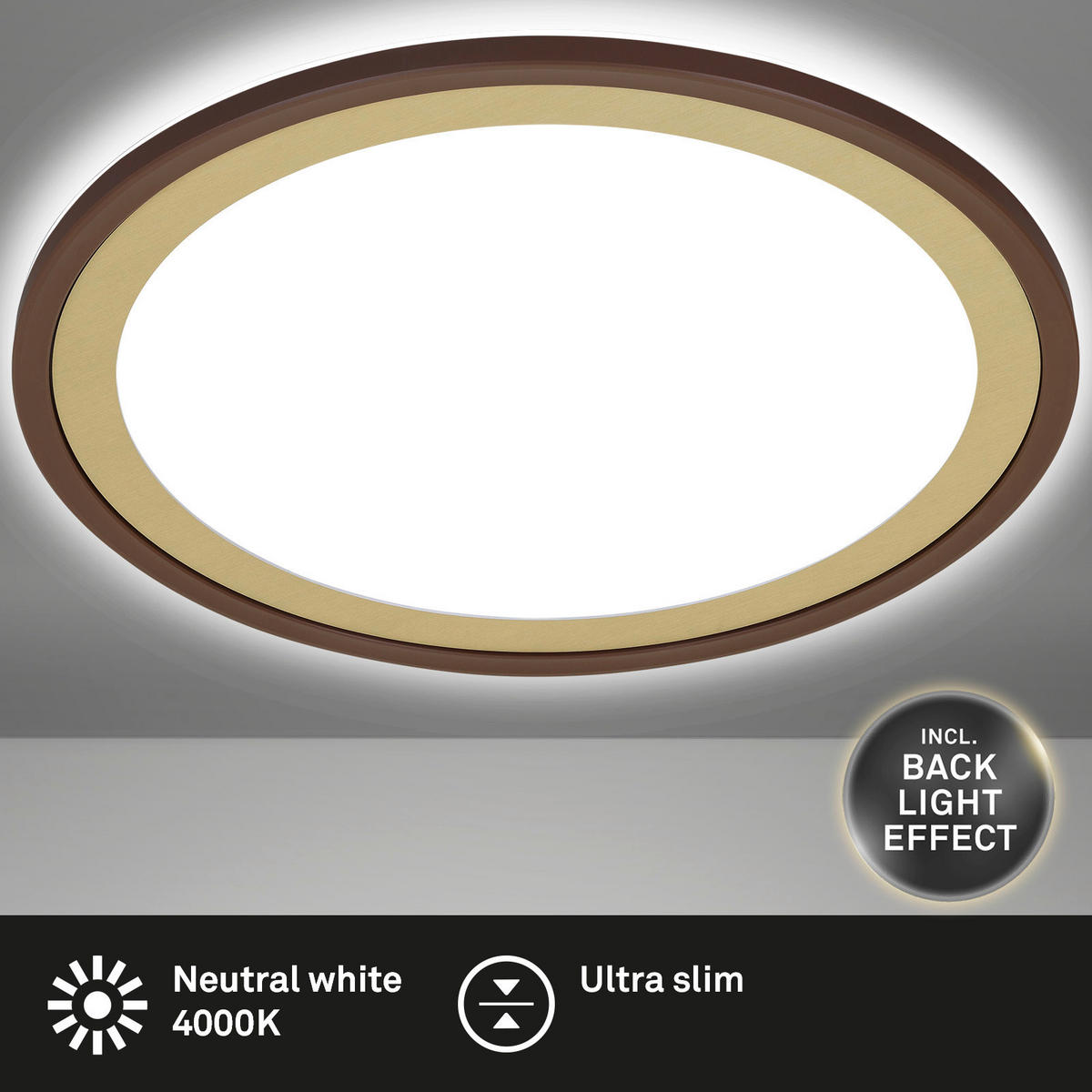 LED PLAFONJERA - braon, Osnovno, plastika (29,3/2,8cm)