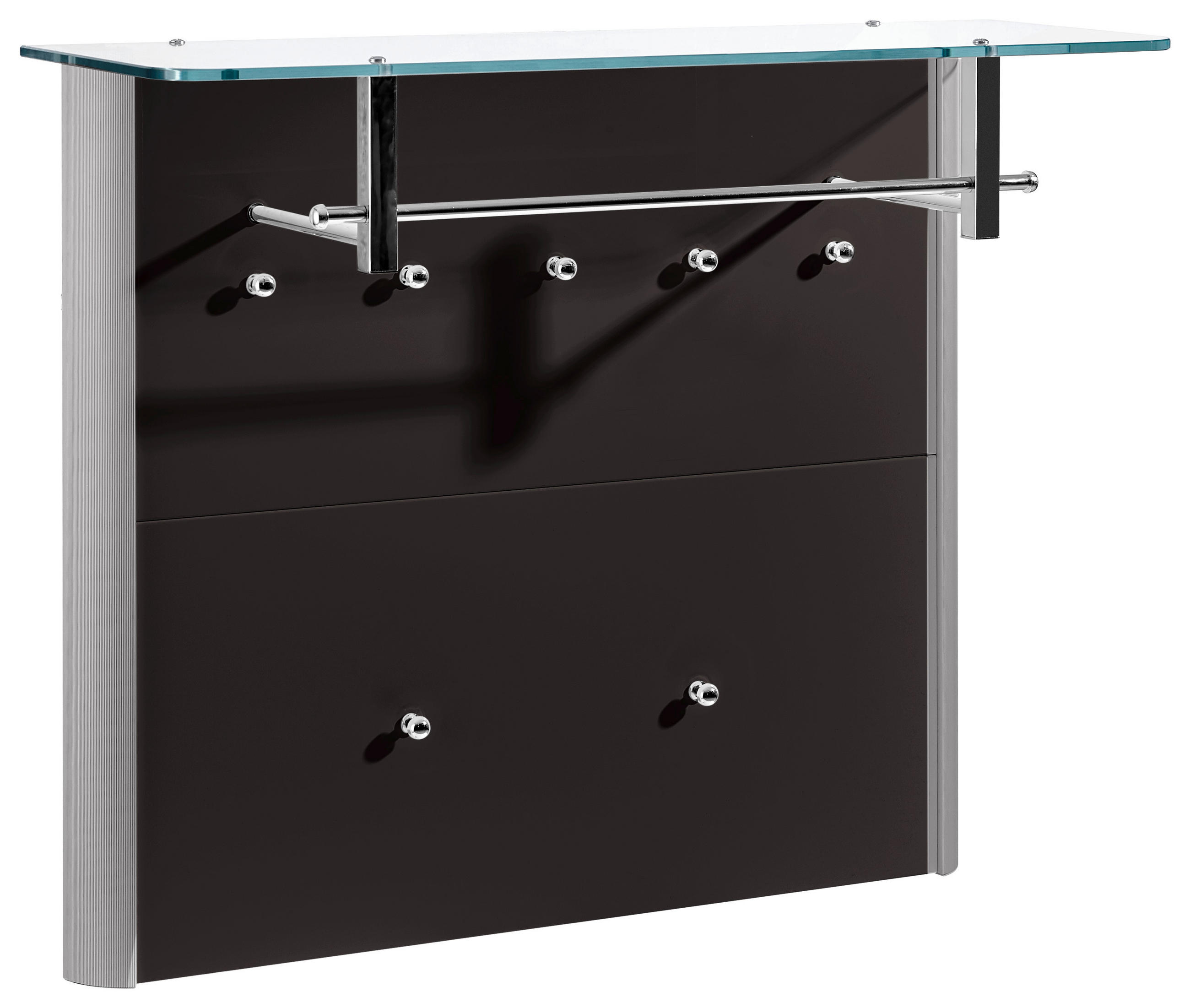 GARDEROBENPANEEL  in 96/78/33 cm  - Schwarz/Alufarben, Design, Glas/Holzwerkstoff (96/78/33cm) - Moderano