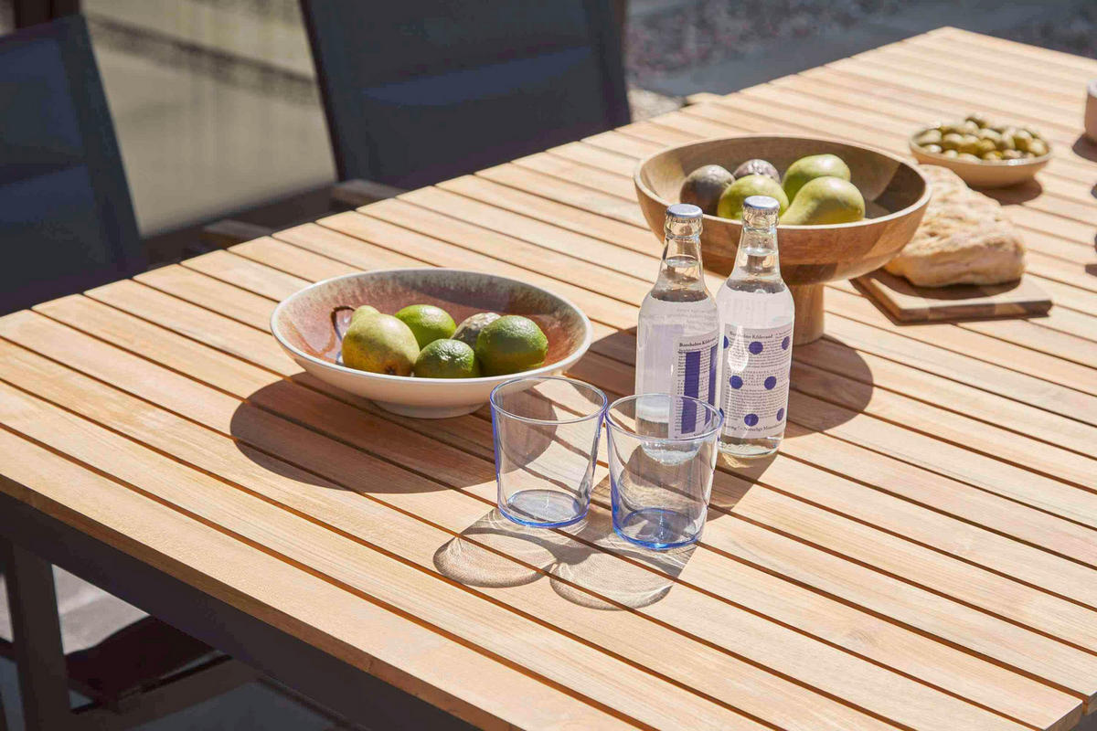GARTENTISCH 167,5/100/74 cm Holz Anthrazit, Teakfarben rechteckig  - Anthrazit/Teakfarben, Konventionell, Holz/Metall (167,5/100/74cm) - Gardenson