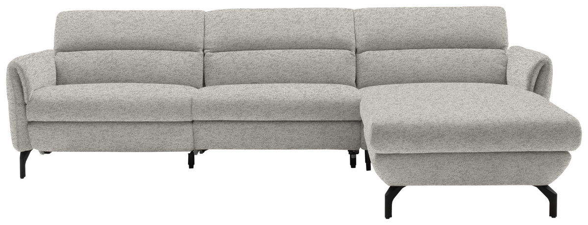 ECKSOFA  in Chenille Hellgrau  299/187 cm  - Hellgrau/Schwarz, Design, Textil/Metall (299/187cm) - Schöner Wohnen