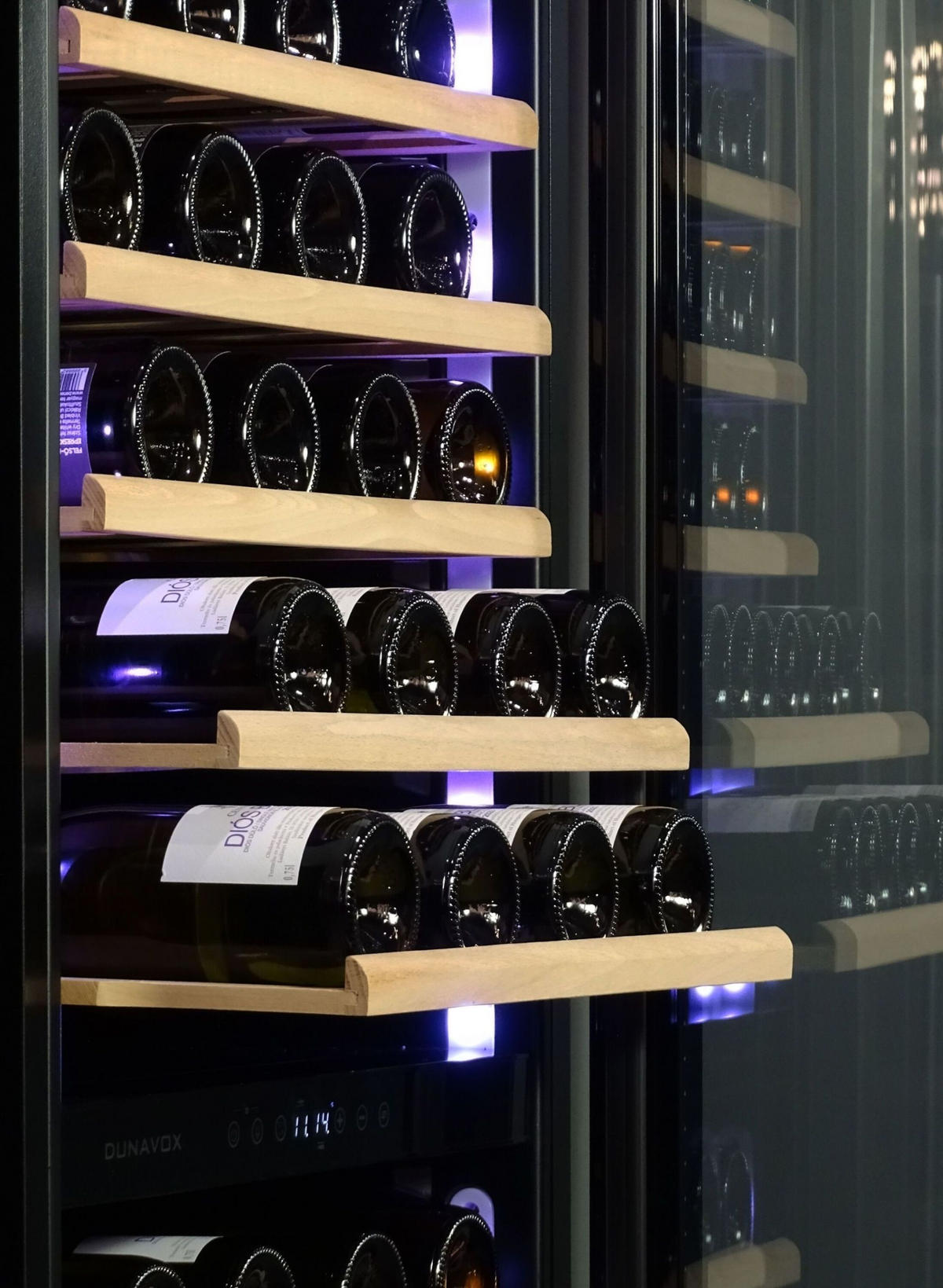 WEINKÜHLSCHRANK DX-108.330DB  - Schwarz, Basics, Glas/Holz (59,5/167/58cm)