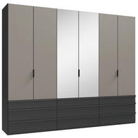 FALTTÜRENSCHRANK in Graphitfarben, Grau, Sahara  - Schwarz/Graphitfarben, Design, Glas/Holzwerkstoff (300/236/58cm) - Boxxx