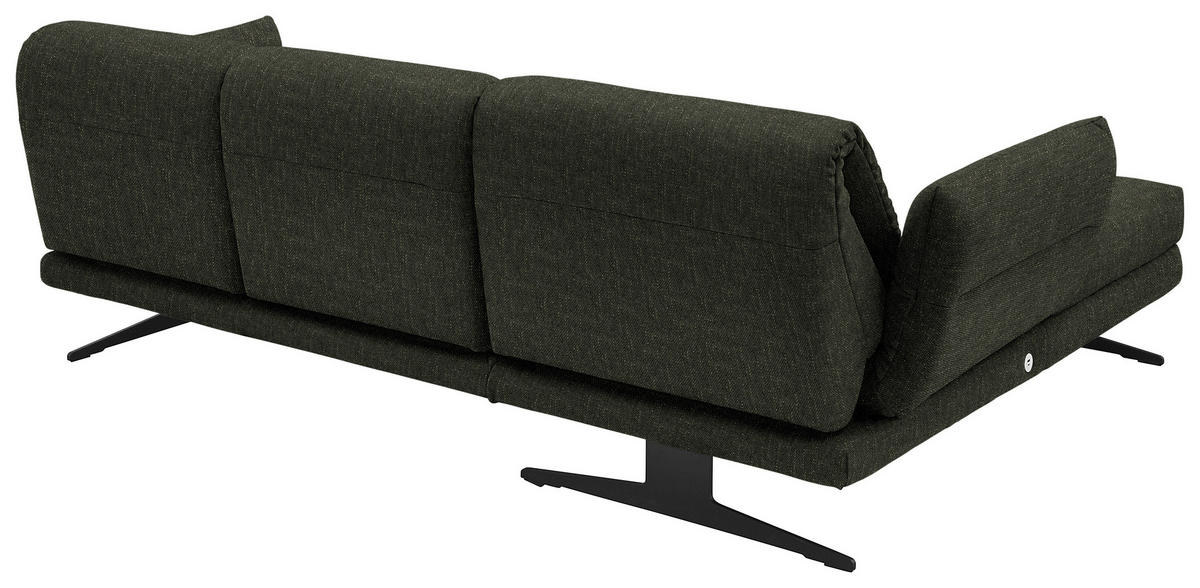 ECKSOFA  in Flachgewebe Dunkelgrün  176-217/279-327 cm  - Dunkelgrün/Schwarz, Design, Textil/Metall (176-217/279-327cm) - Dieter Knoll