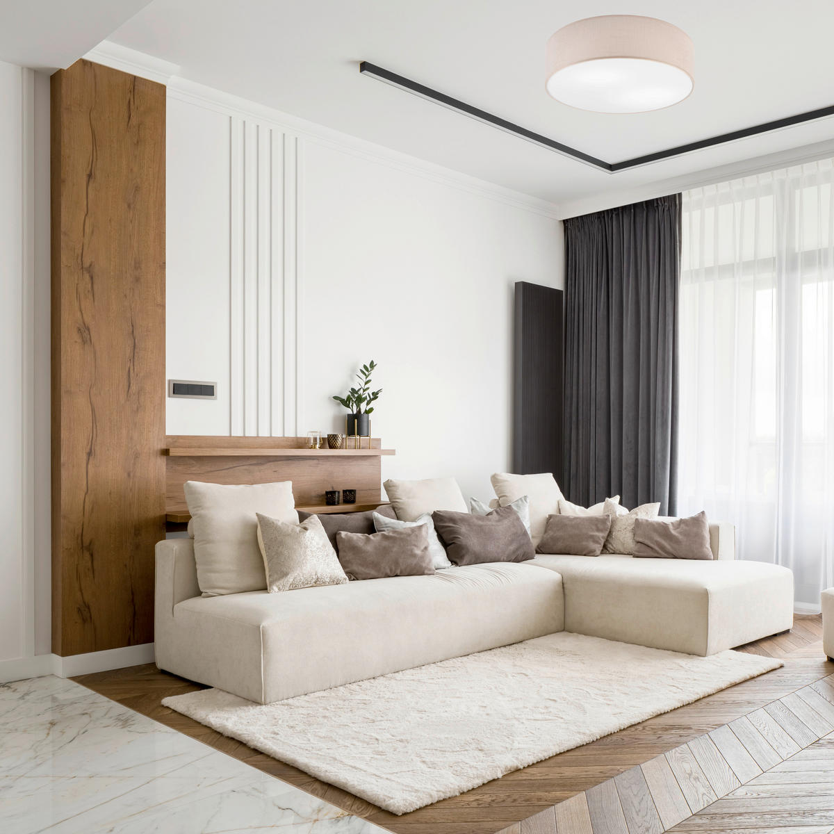 DECKENLEUCHTE ESTELLE 13/35 cm  - Hellbraun, Design, Textil (13/35cm)