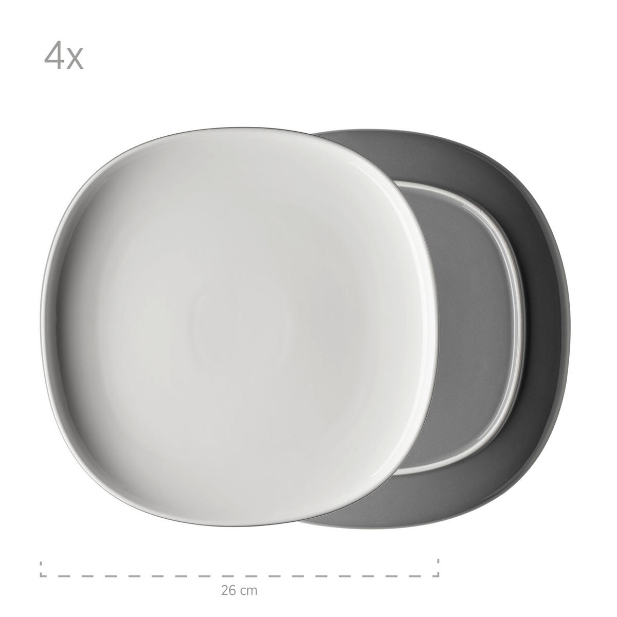 KOMBISERVICE 16-teilig  - Grau, Basics, Keramik - Mäser