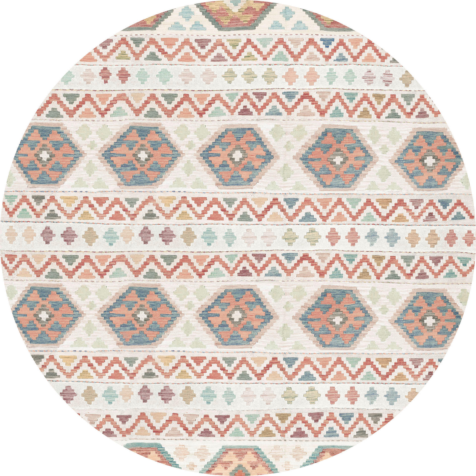 VINTAGE-TEPPICH 200 cm Ondea Ramizh Terracotta, Perlmutt, Graublau rund  - Graublau/Perlmutt, LIFESTYLE, Kunststoff/Textil (200cm) - Lindorug