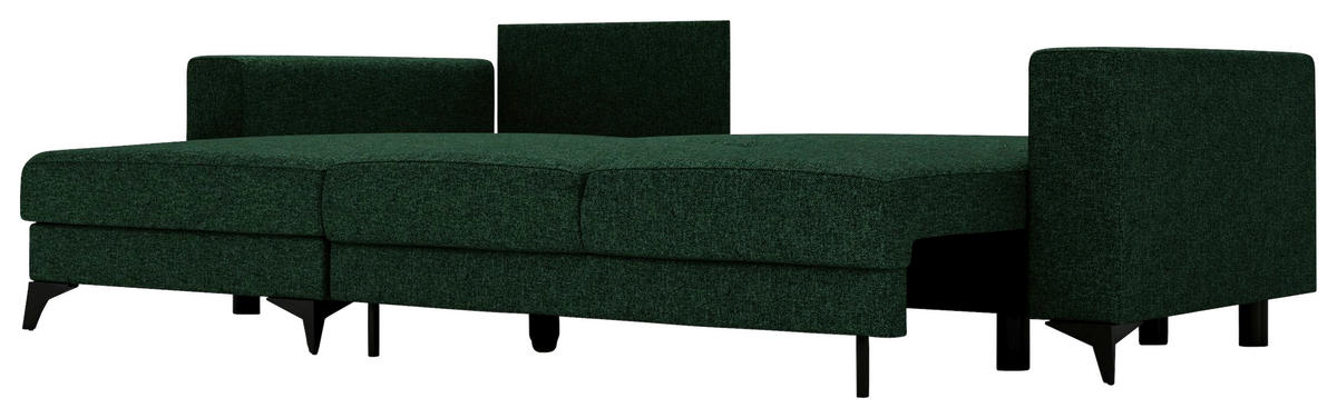 ECKSOFA in Flachgewebe Grün  - Schwarz/Grün, Design, Textil/Metall (156/244cm) - Livetastic