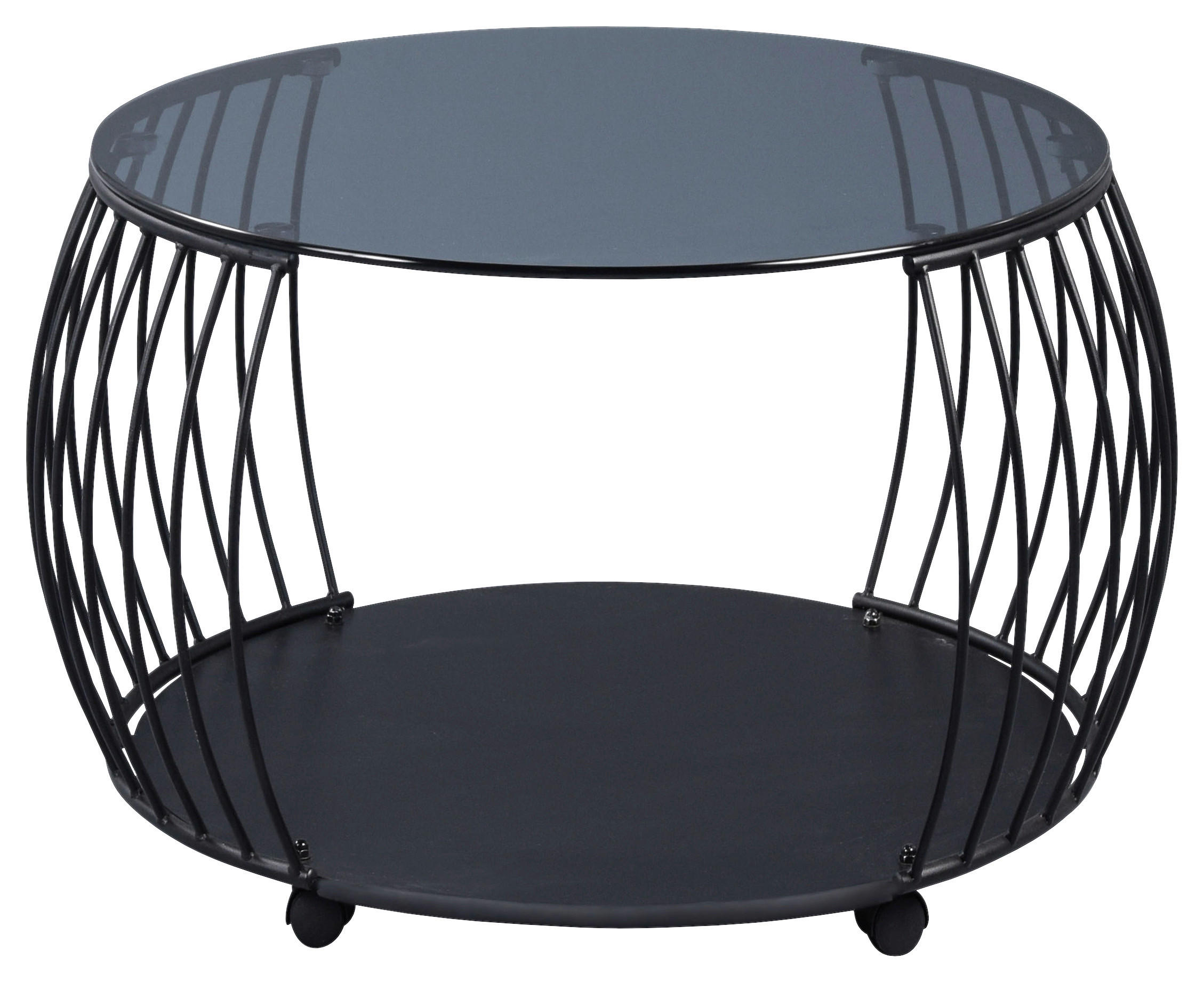 COUCHTISCH Sicherheitsglas 60/60/45 cm rund Grau, Schwarz  - Schwarz/Grau, Trend, Glas/Metall (60/60/45cm) - Boxxx