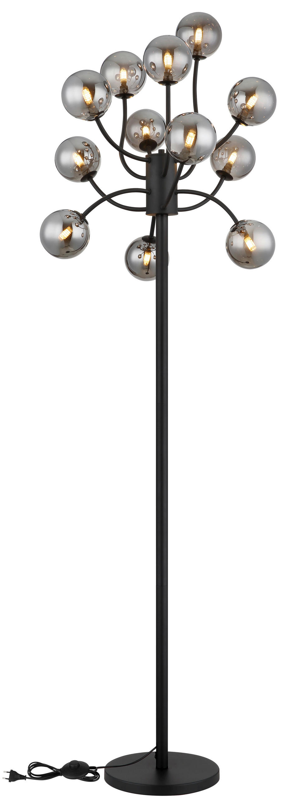 LED-STEHLEUCHTE - Schwarz, Design, Glas/Kunststoff (62/200cm) - Globo
