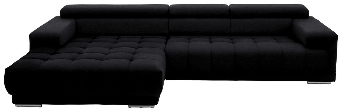 ECKSOFA Mikrofaser Anthrazit  - Anthrazit/Silberfarben, Design, Textil/Metall (190/335cm) - Beldomo Speed