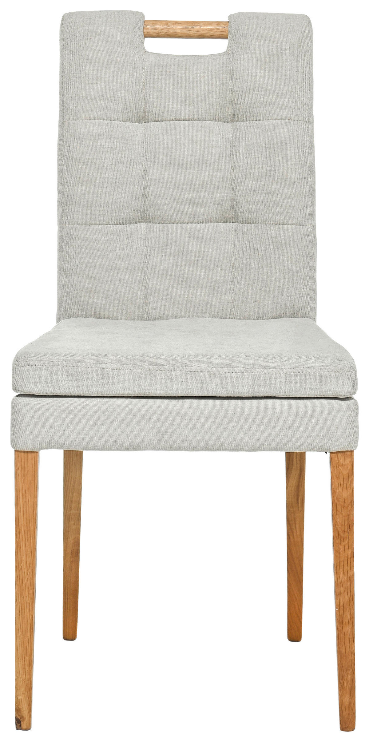 STUHL Webstoff Creme, Eichefarben Eiche massiv  - Eichefarben/Creme, KONVENTIONELL, Holz/Textil (47/91,5/59cm) - Celina Home